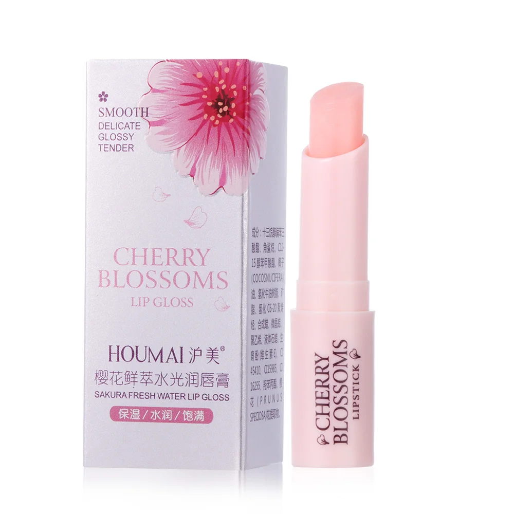 1Pc Cherry Blossoms Change Color Lipbalm Moisturizing Lip Balm Repair Wrinkles Makeup Lipsticks Long-lasting Women Gift Dropship - Цвет: lip balm