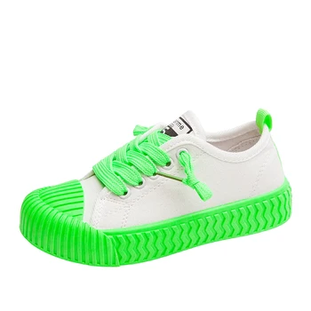 

No tie Shoelace Sneakers for Girls Boys 2019 White Canvas shoes Little Toddler Kids Green Shoelace Children Sneakers Boys Shoes
