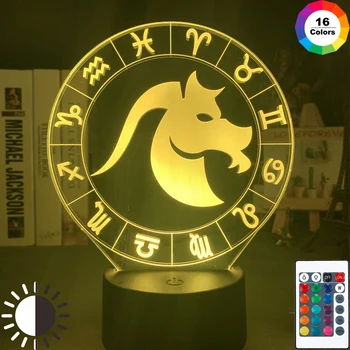 

Capricornus LED Night Light Colorful Acrylic Laser Nightlight for Girls Bedroom Decor Twelve Constellation Table Lamp 3d