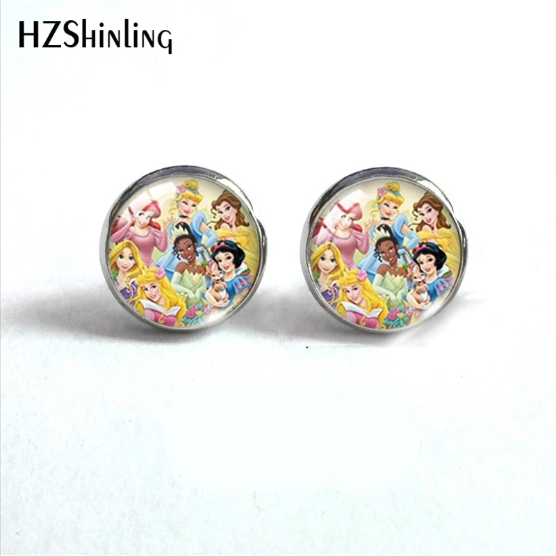 Красивая шапочка принцессы Ариэль Жасмин Эльза стеклянный купол красивые серьги-гвоздики принцесса Круглые узоры ручной работы ювелирные изделия серьги