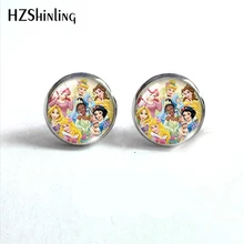 Красивая шапочка принцессы Ариэль Жасмин Эльза стеклянный купол красивые серьги-гвоздики принцесса Круглые узоры ручной работы ювелирные изделия серьги