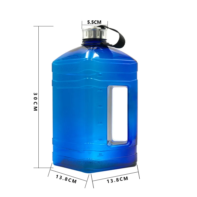 New Style 3.8L Sports Bottle PETG Gym Large Capacity Plastic Square Dumbbell Portable Bucket Vessel