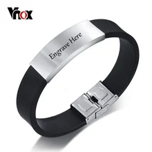 Vnox, гравировка, 16 мм, идентификационный ID браслет для мужчин, браслет, персонализированное имя, информация о имени, нержавеющая сталь, силиконовый браслет, ювелирное изделие