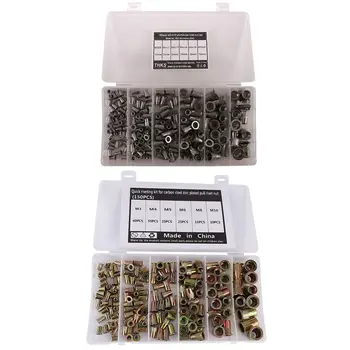 

150Pcs Stainless Steel Rivet Nut M3-M10 Rivnut Flat Nut with 150Pcs M3- M10 UNC Zinc Plated Carbon Steel Flat Head Nut