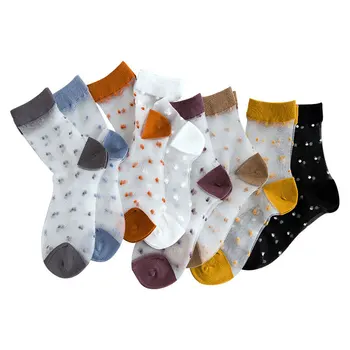 

10 pairs Breathable Ultra Thin Socks Summer Women Transparent Crystal dot Girls Short Socks Female Sox Fashion wholesale