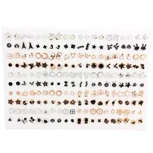 100 пар, смешанные эмалированные серьги-гвоздики с сердечками и розой для женщин и девушек, с котом, божьей коровкой, клубничкой, ювелирные изделия для ушей, подарок