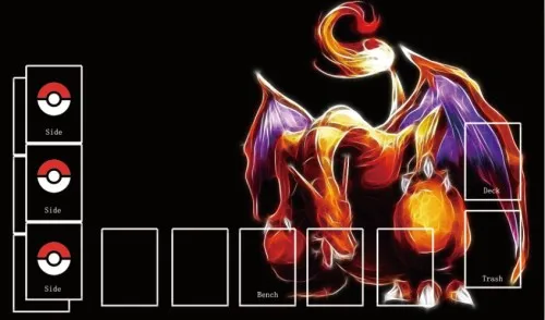 Takara Tomy PTCG аксессуары Покемон карточная игра стол Playmate Charizard коврик игрушки для детей - Цвет: With grid