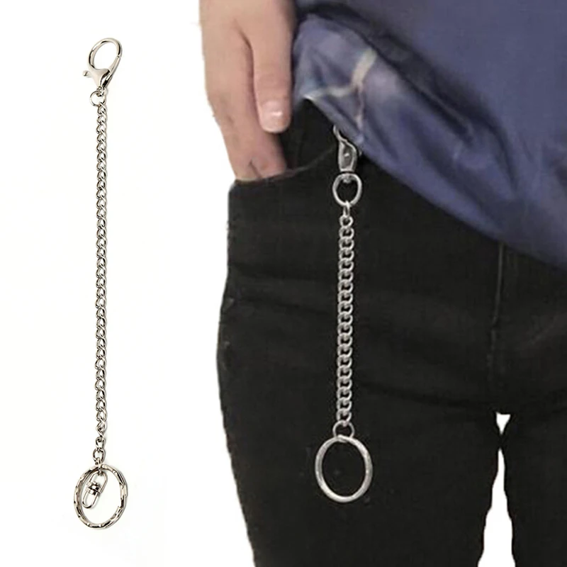 18cm Hipster Jean Keychains Metal Wallet Belt Key Chain Rock Punk Trousers HipHop Keychain Jewelry