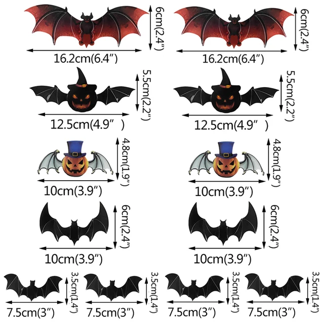 12pcs 3D DIY Bat Wall Sticker Black Decal HomesParty Decorations Halloween decor