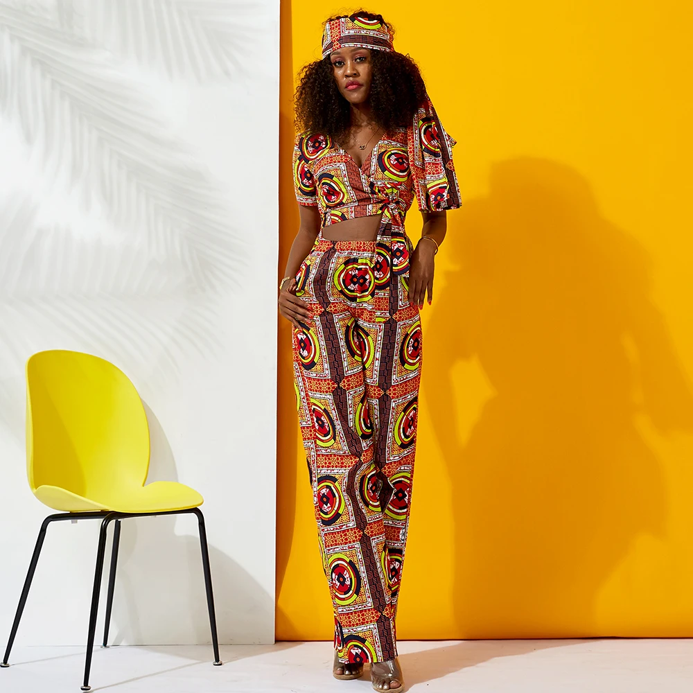 Африканский комбинезон для женщин Модный сексуальный комбинезон с v-образным вырезом африканская восковая штамповка хлопок Материал африканский женский традиционный одежда