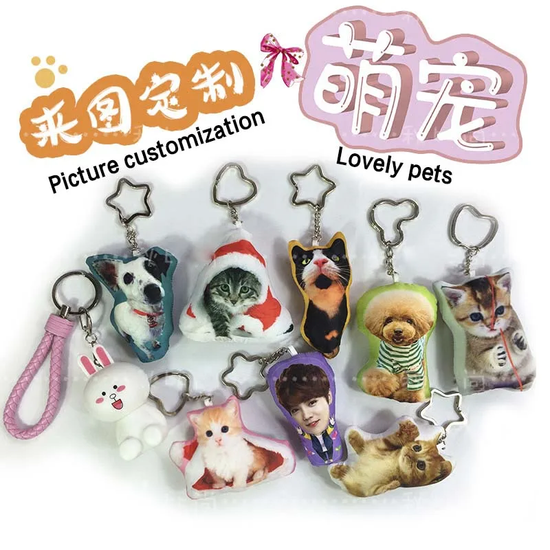 

Customized pictures of cushion key chains, unique 10cm DIY key chains