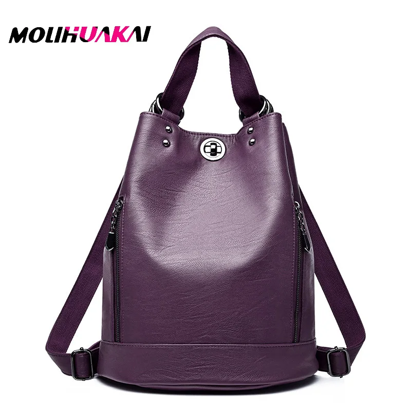 Female Backpacks Solid Women School Backpack Mochilas Women Leather Backpacks High Quality Ladies Bagpack Vintage Sac A Dos