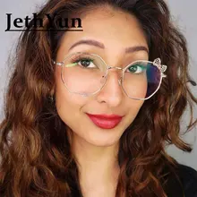 Новинка, простые полигональные очки, металлическая оправа бабочки, Модные оптические женские очки для близорукости, прозрачные оправы для очков