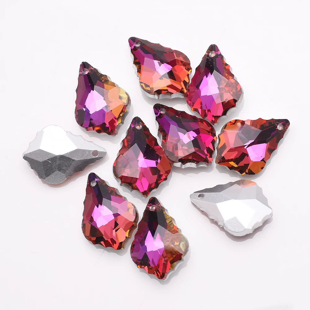 Single Hole Charms Crystal Baroque Pendants Maple Leaf Shape Glass Beads for Jewelry Making Necklace Earrings DIY Best Quality