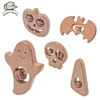 5pcs Halloween Pumpkin Soul Wooden Blocks for Children Wooden Teether Montessori Game Baby Teething Toy Newborn Gifts Wholesale 1
