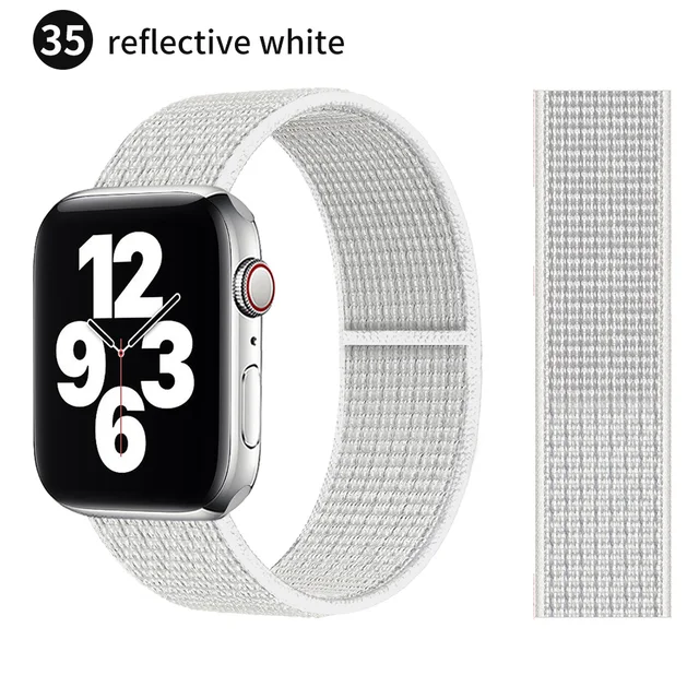 Nylon Strap for Apple watch series 7 band 41mm 44mm 40mm 42mm 38mm smartwatch wristband belt sport loop bracelets iWatch 3456 se Snow peak white