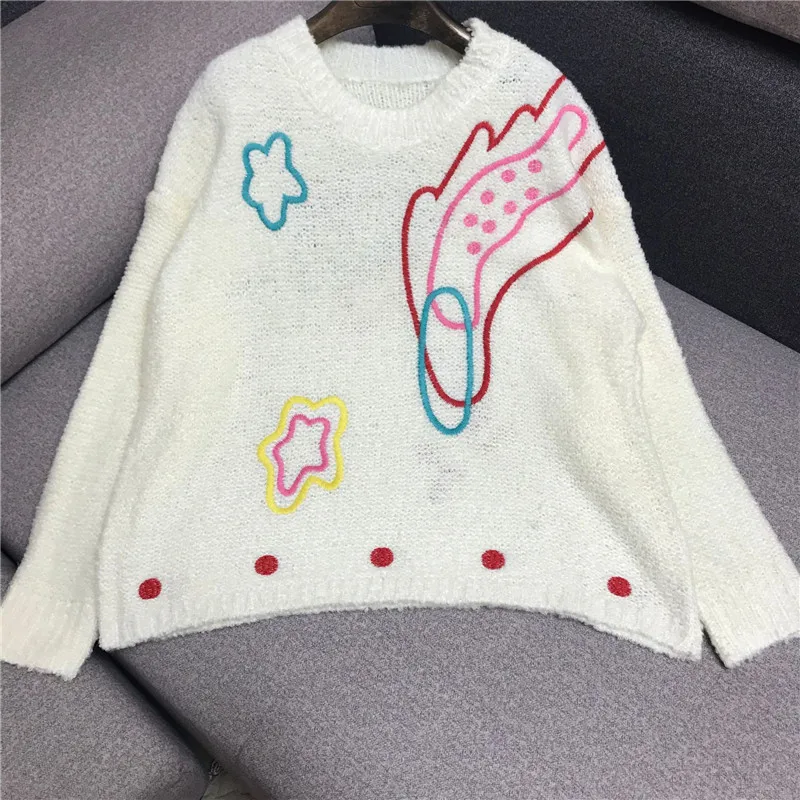 Пуловер свитер Женский Blusas De Inverno Feminina ленивый женский свитер зимний ветер тяжелый вышитый Круглый вырез женский