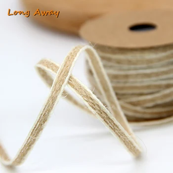 

Fashion Rustic Wedding Hemp Ribbon 10M*0.5cm Natural Mariage Decoration Fish Silk Trims Tape Roll With White Line Vintage