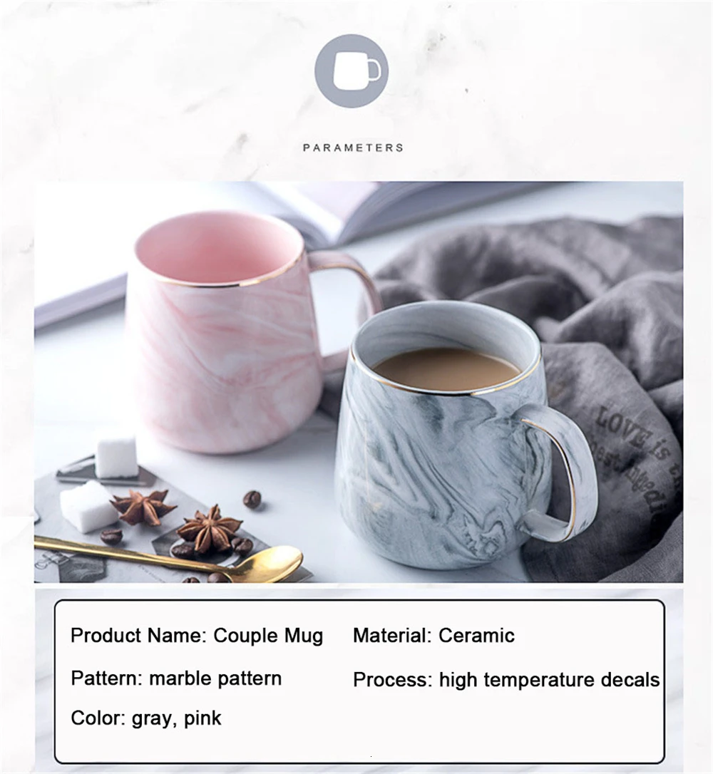 Creative Europe Milk Coffee Mugs Marble Gold Inlay Mug Breakfast Mug Office Home Drinkware Tea Cup For Lover's Gifts