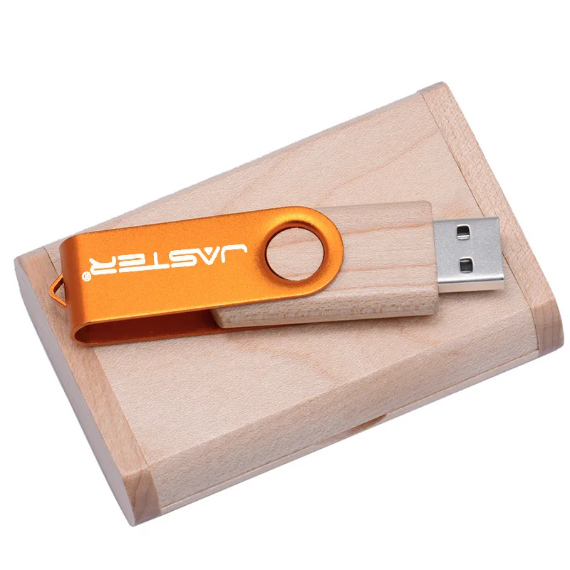 JASTER Пользовательский логотип цветной металл+ клен дерево usb флэш-накопитель 4 ГБ 8 ГБ 16 ГБ 32 ГБ 64 ГБ 128 ГБ wediing персональные подарки - Цвет: Gold