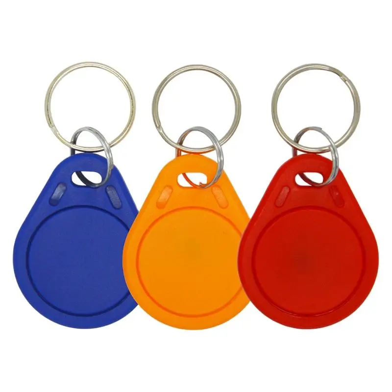 

100pcs RFID keyfobs 13.56 MHz keychains NFC tags ISO14443A MF Classic® 1k nfc access control token smart keycard six colors