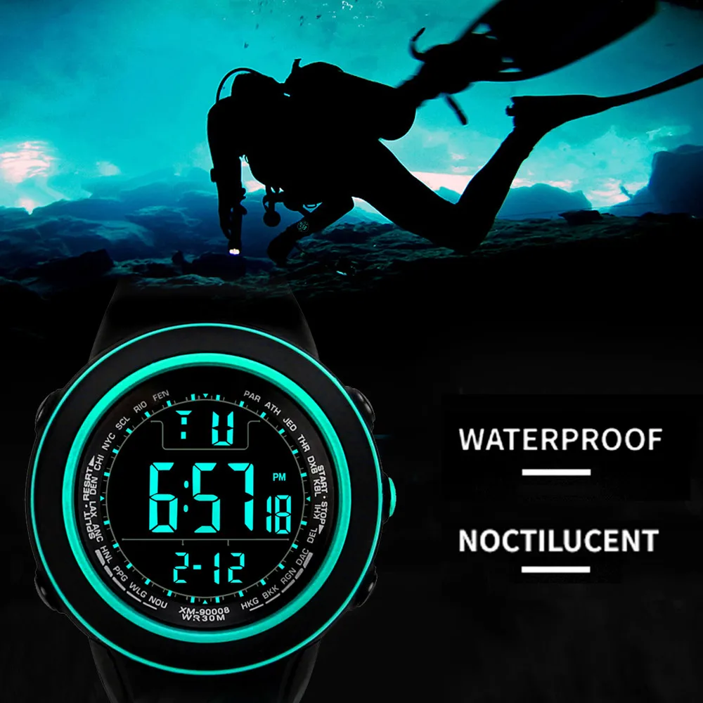 Men's explosion models similar to electronic watches analog digital military sports LED waterproof watches часы мужские 50*