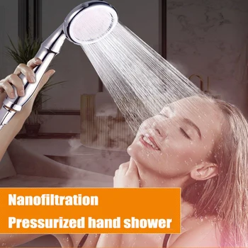 Nano oczyszczania głowica prysznicowa Boost i oszczędzania wody do prysznica łazienki bojler ręczny słuchawki prysznicowe z filtrem prysznicowa głowy tanie i dobre opinie NONE CN (pochodzenie) Tworzywo abs Do trzymania w ręku Pojedyncza głowica SP-20 ROUND Z przymocowanym uchwytem Chrome