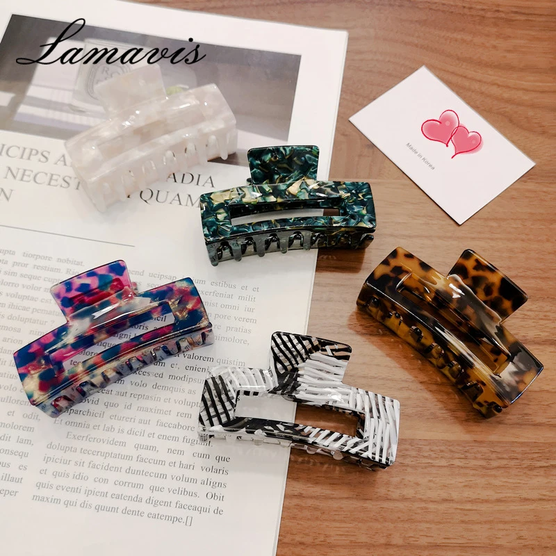 

New Acetic Acid Material Korean Retro Tortoiseshell Hair Ornaments Girls Catch Clip Large Simple Temperament Hair Catch