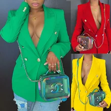 Blazer classique de styliste pour femmes, élégant, à la mode, Slim, boutons en métal, Double boutonnage, solide