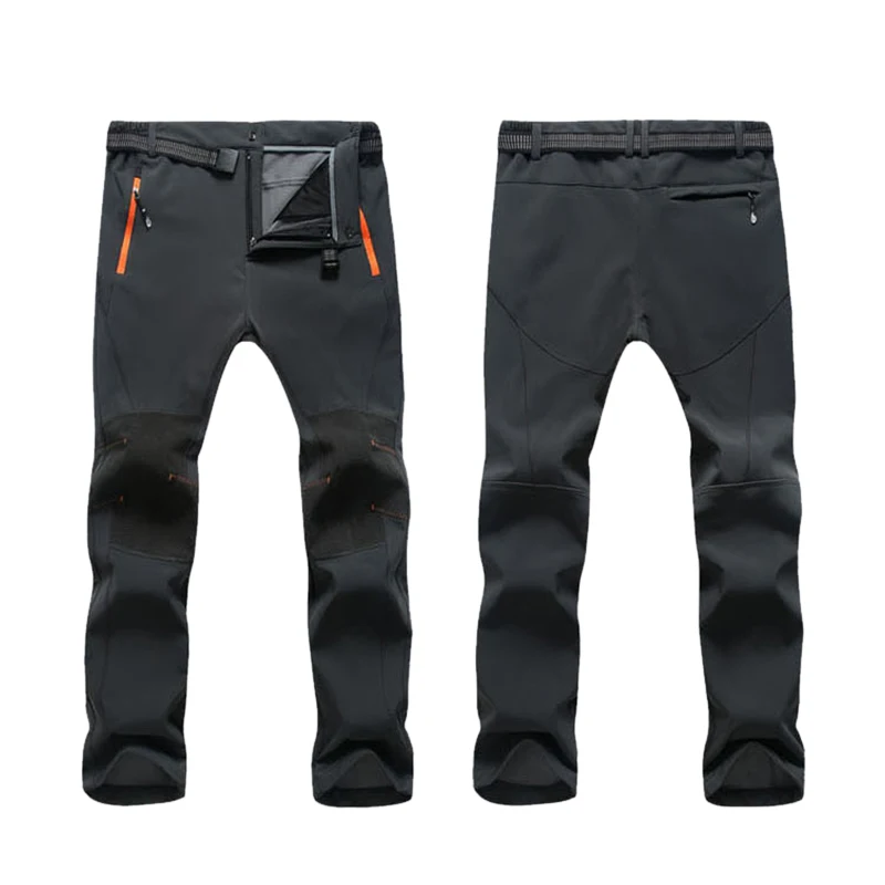 A3-Gray Зимние мужские брюки-карго с эластичной талией, флисовые брюки для путешествий, водонепроницаемые ветрозащитные теплые мужские брюки - Цвет: A3-Gray