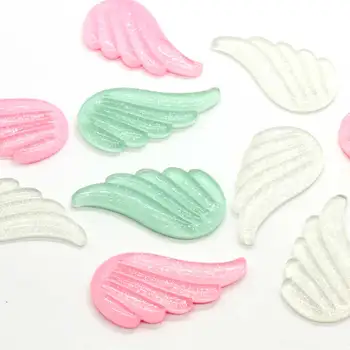 

50/100pcsAssorted Transparent Glittery Fancy Angel Wing Cabochons Pink Green White Glitter Angel Wing Cabochons DIY Headband Hai
