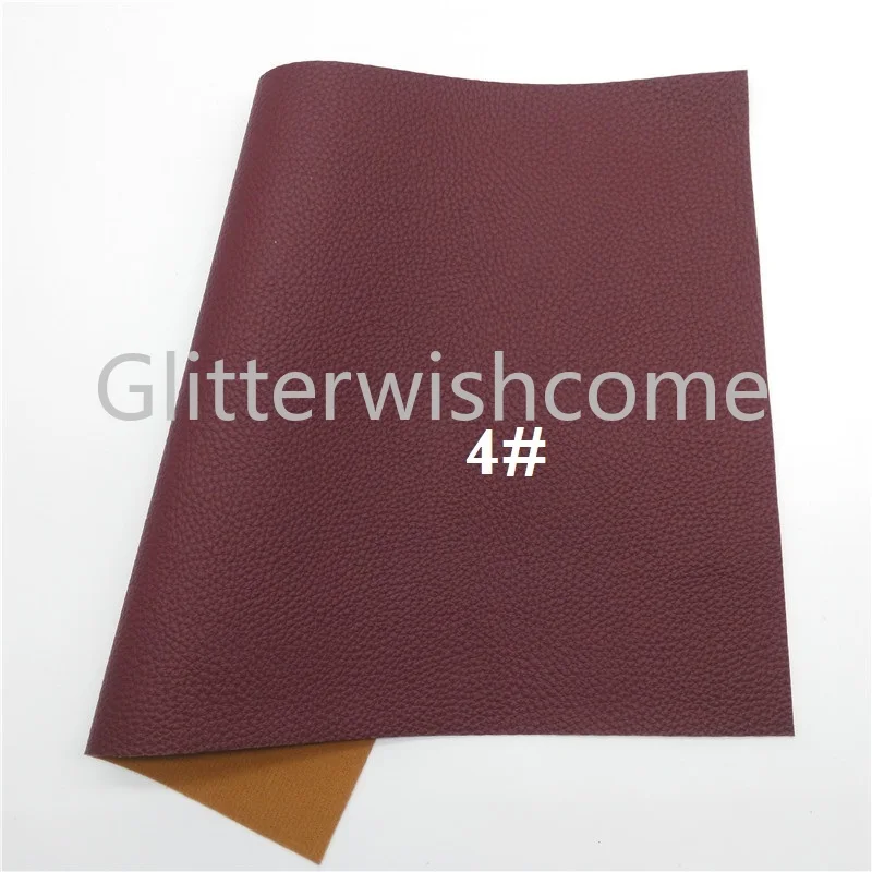 Glitterwishcome 30X134CM Mini Roll Litchi Faux Leather Fabric, PU Synthetic Leather Fabric Sheets, Vinyl Fabric for Bows, GM421