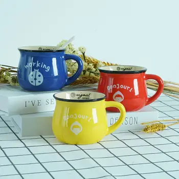 

Drinking Water Cup Female Student Korean Version of Cute Ceramic Mug with Lid Girl Heart Home Breakfast Milk Coffee Cup Ceramic