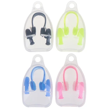 

Waterproof Diving Swimming Ear Plugs & Silicone Nose Clip Kit with Storage Box for Kids Adult