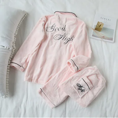 gril pink Пижамы для девочек из кораллового флиса для женщин; сезон осень-зима; толстые милые теплые фланелевые домашние пижамы для мужчин; повседневный костюм; милые пижамы для пар - Цвет: gril pink