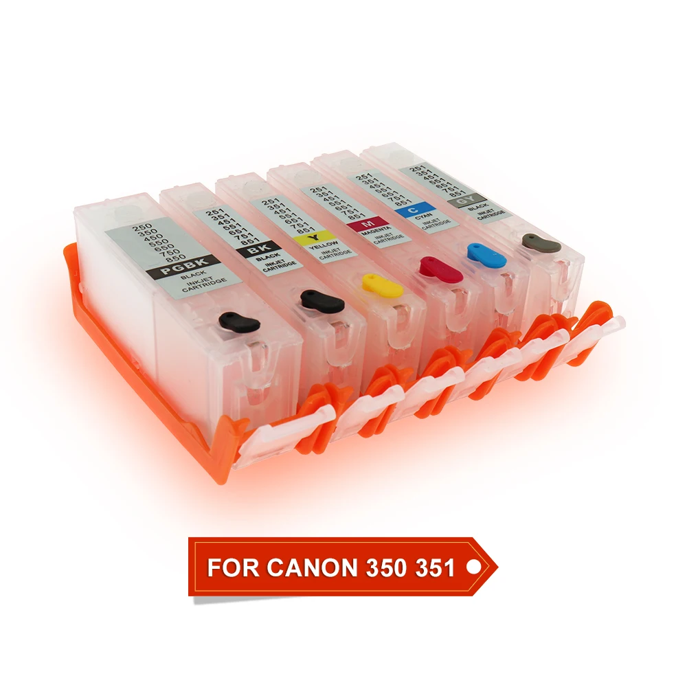 6 цветов BCI-350 PGBK BCI-351 многоразовый картридж с чипом для принтера Canon PIXUS MG6530 MG6330 |