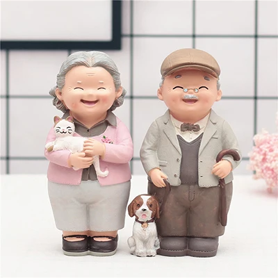 04 Романтическая старшая Миниатюрная модель фигурки из смолы ночной Светильник фигурки настольные украшения ремесла дедушка бабушка подарки на день рождения ручной работы - Цвет: 04