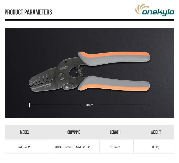 Mini Micro Open Barrel Crimper Tools IWS-2820 for Crimping 28-20AWG JAM, Molex, Tyco, JST Terminals wire stripper plier