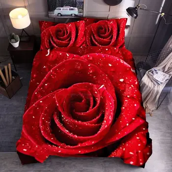 

WarmsLiving 3D Print Rose Flower Duvet Cover Set Custom Made King Queen Single Size Comfortable Home Textile Bedding Sets