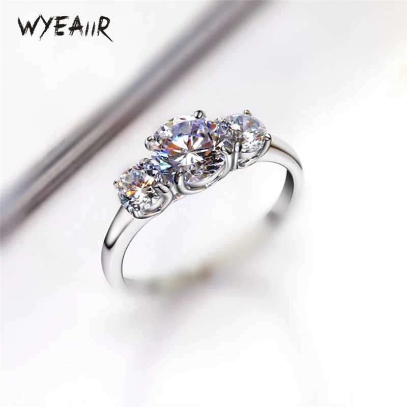Женские кольца с цирконом WYEAIIR из серебра 925 пробы регулируемого размера |