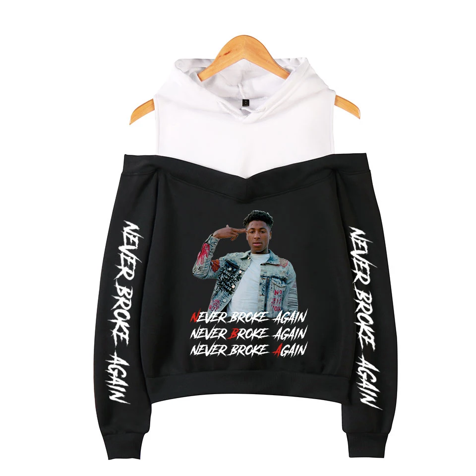 YoungBoy никогда не сломался снова с плеча Толстовка для женщин Горячая Мода Печать Повседневная Толстовка без бретелек плеча девушка сексуальная повседневная куртка