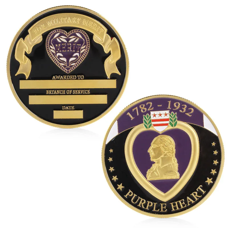 Purple Heart Military Merit Commemorative Challenge Coin Collectible Physical