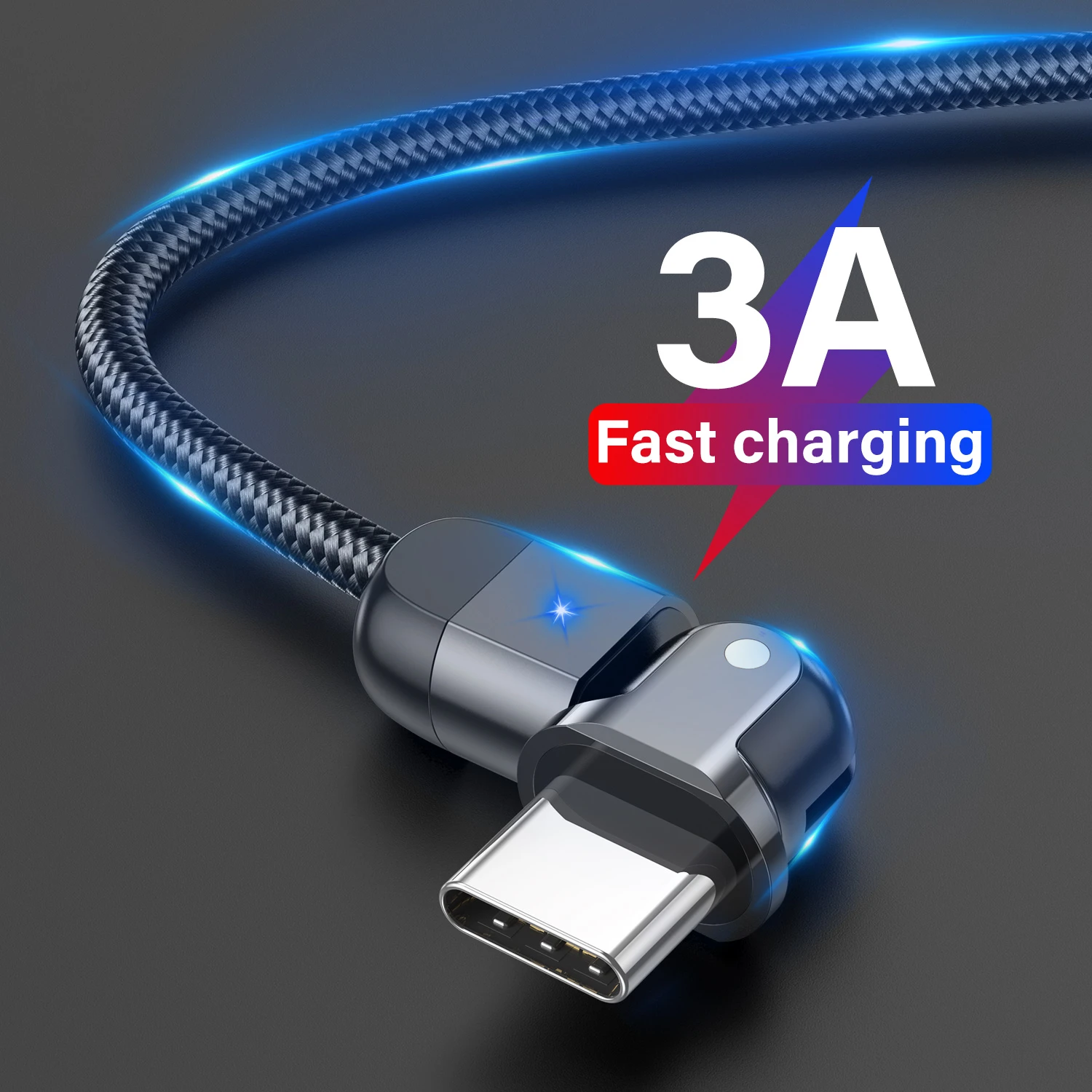 long iphone charger Lovebay 180º Rotation USB Cable Rotate Type C 3A Fast Charge Wire LED USB C Cable for Samsung Galaxy Huawei Xiaomi Mobile Phone fast charging cable for android