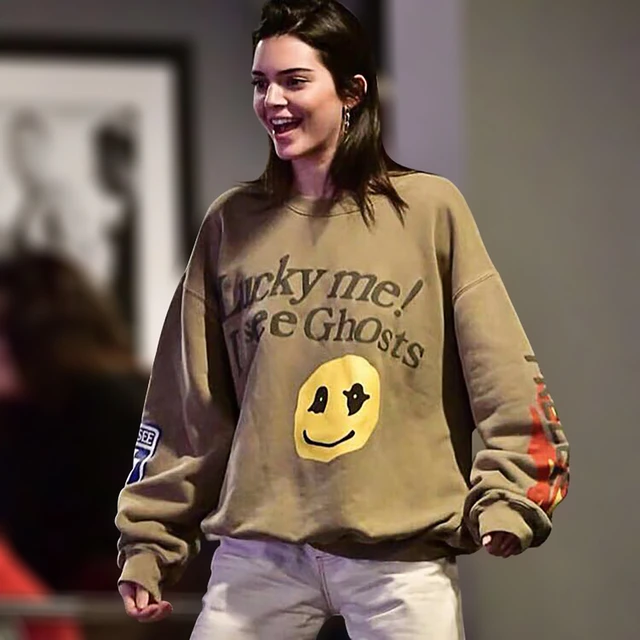 SHESRIM Kendall Jenner Women Graffiti Flame Hoodies Sweatshirt I See Ghosts  Kanye Hip Hop spring Autumn Fashion Sweatshirt - AliExpress
