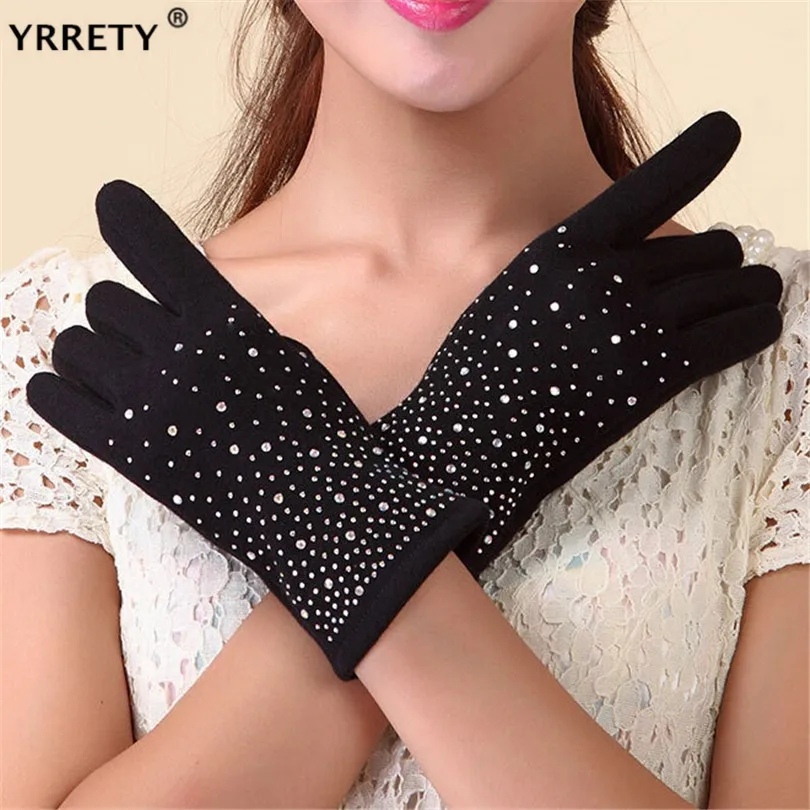 

YRRETY Winter Spring 2019 Bead Gypsophila Glove Solid Wool Gloves For Women Wrist Touching Screen Mittens Glove Women's Gloves
