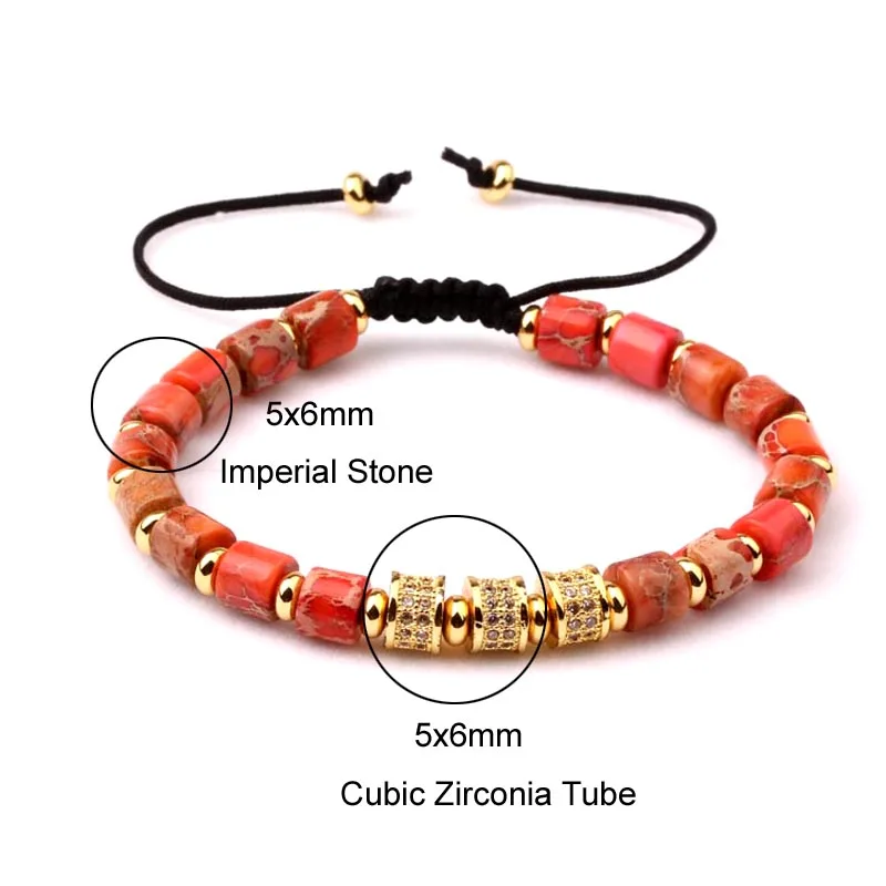 New Fashion Luxury CZ Charm Natural Stone Imperial Gold Color Beads Crown Eyes Charm Adjustable Bracelet Women Men - Image 2