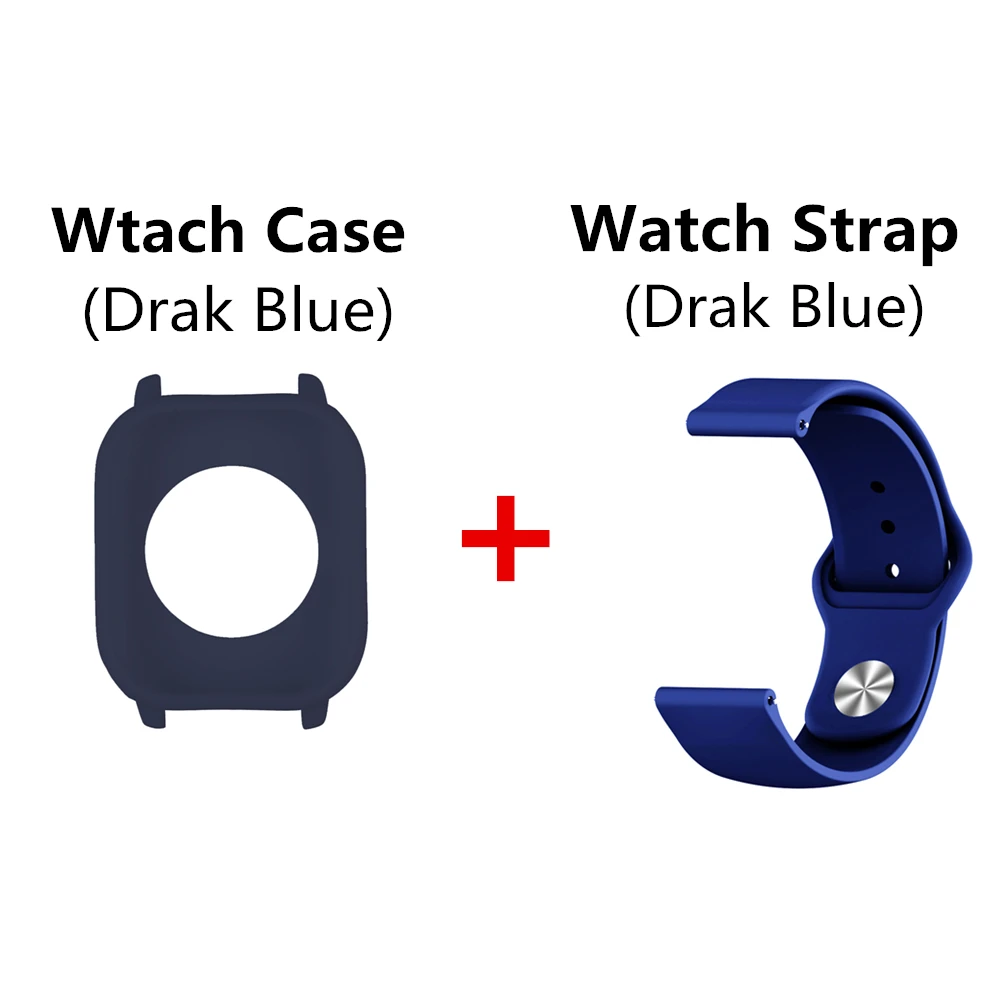 2в1 силиконовый защитный чехол спортивный ремешок для Xiaomi Amazfit Gts Smart Watch Band 20 мм сменный Браслет+ чехол - Цвет: Dark Blue Package