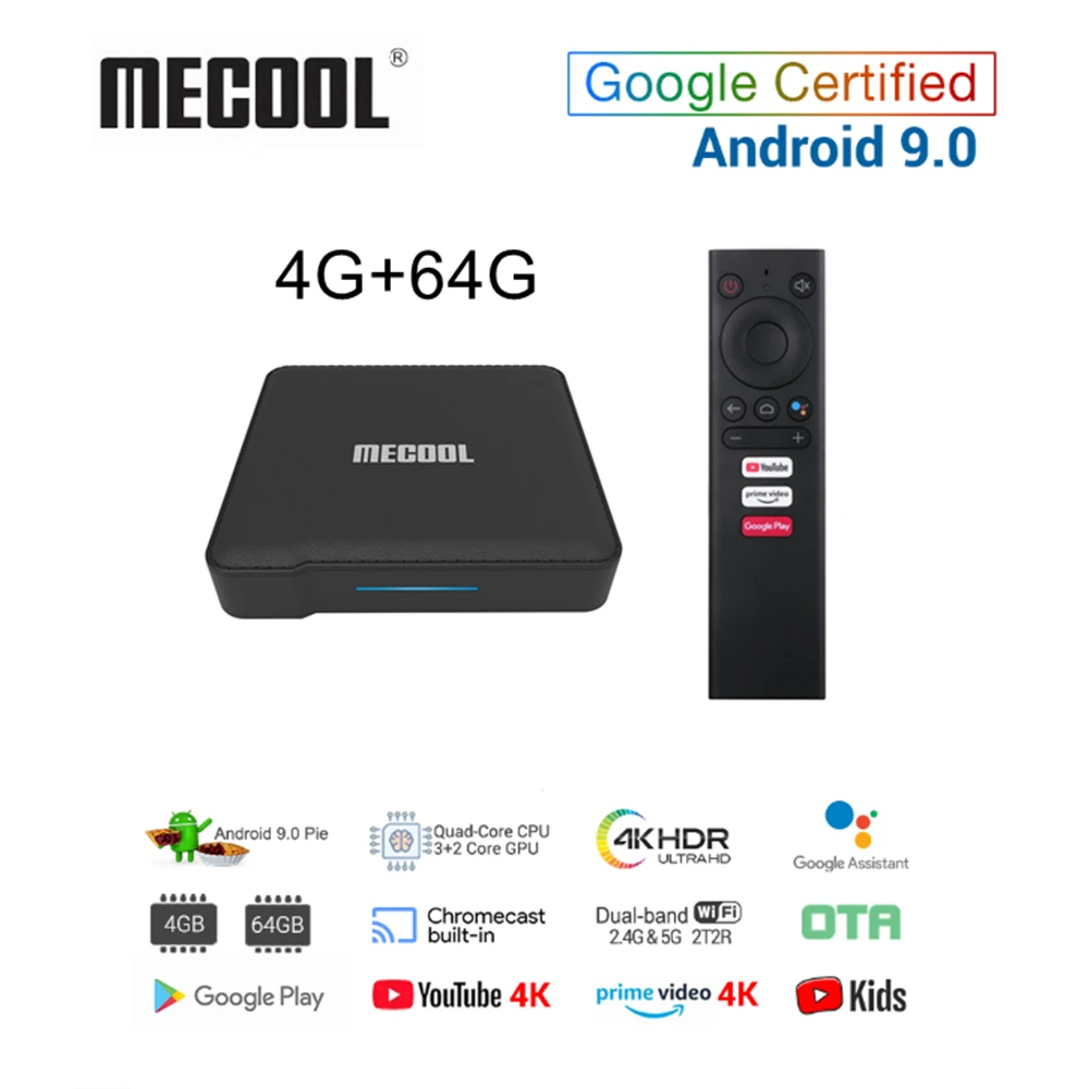 

Mecool KM1 ATV Android 9.0 TV Box 4GB 64GB Amlogic S905X3 4K Dual WiFi Voice Control Google Certificated Smart Media Player
