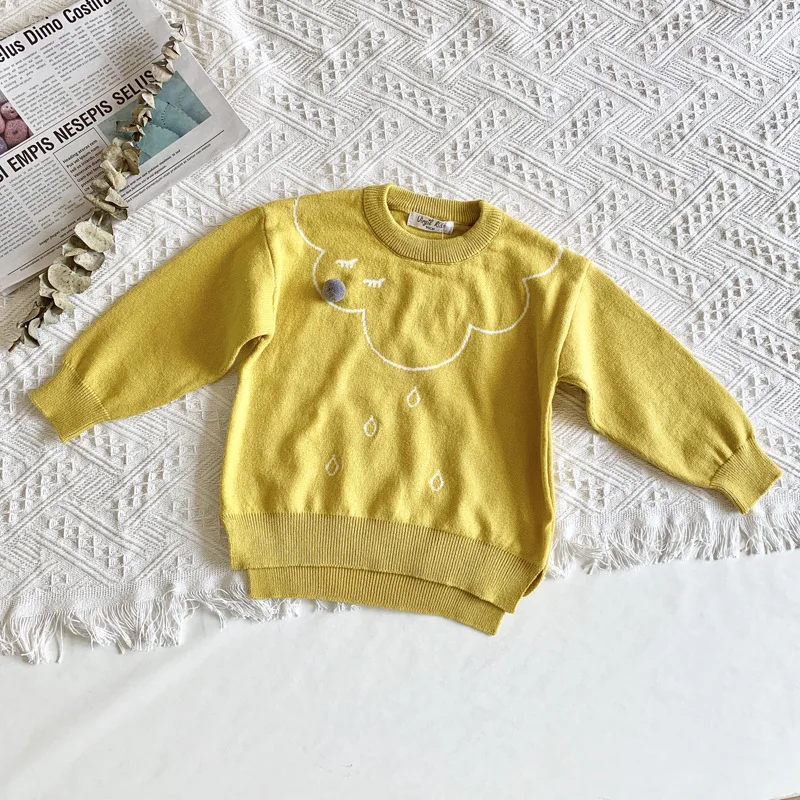 Virgil Kids2019 весенняя одежда тонкий свитер для девочек Корейский стиль девушки жаккард облако дождь свитер