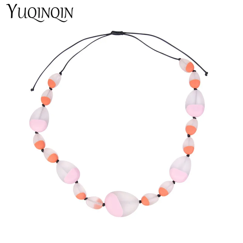 Fashion Rope Custom/Long Necklaces Female Statement Vintage Necklace Women Natural Stone Resin Acrylic Designer Necklace Party